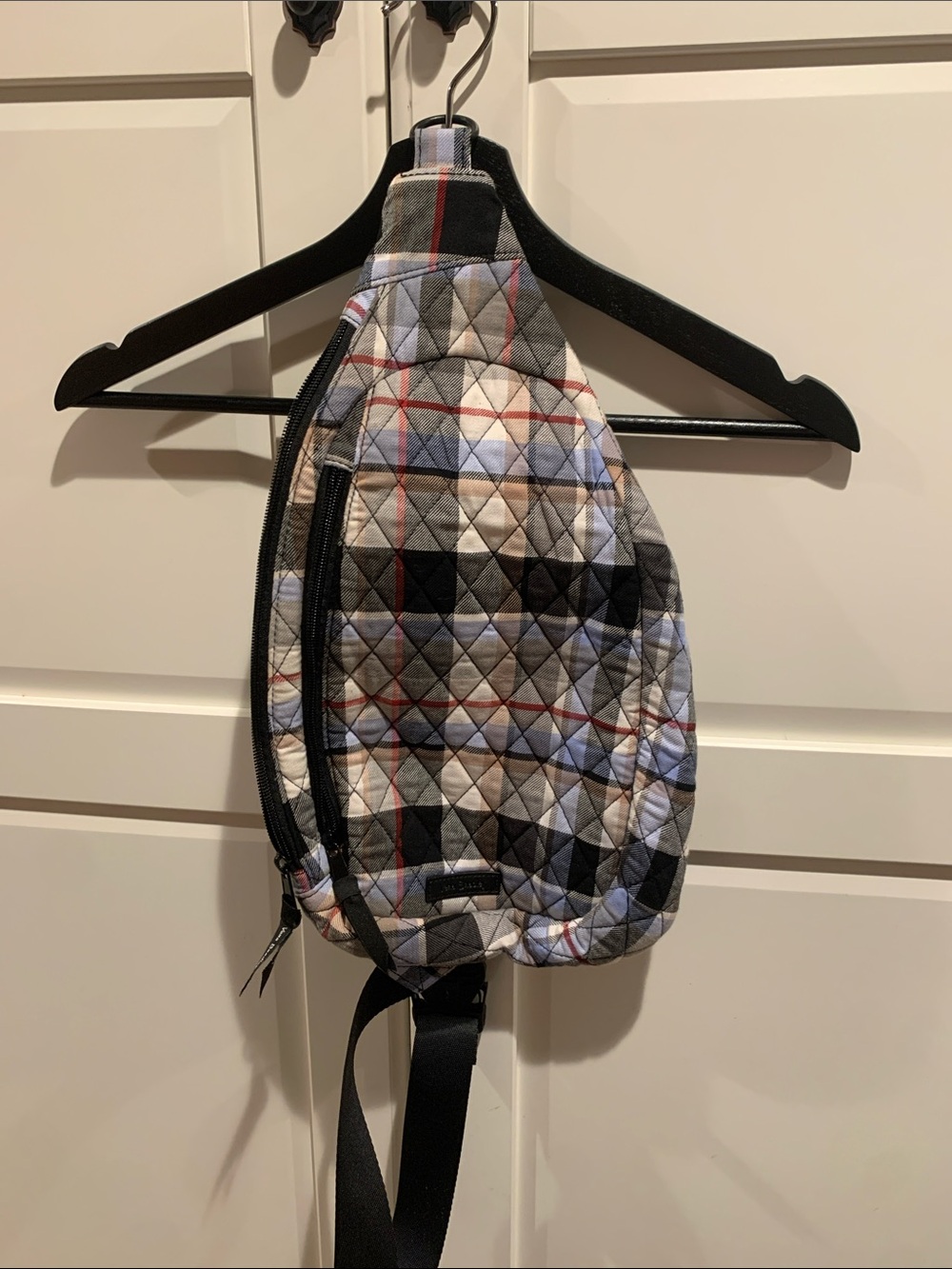 Vera Bradley Quilted Plaid Sling Bag in Black, Gray, Blue, Red, Cream